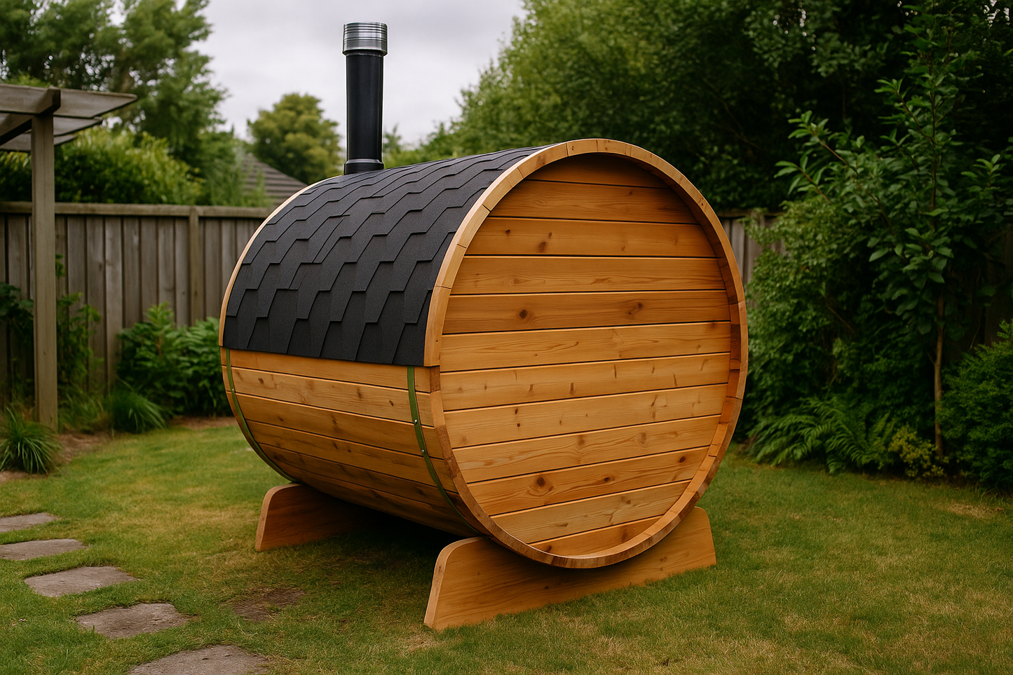 Nugget Barrel Sauna - Natural Wood Stove