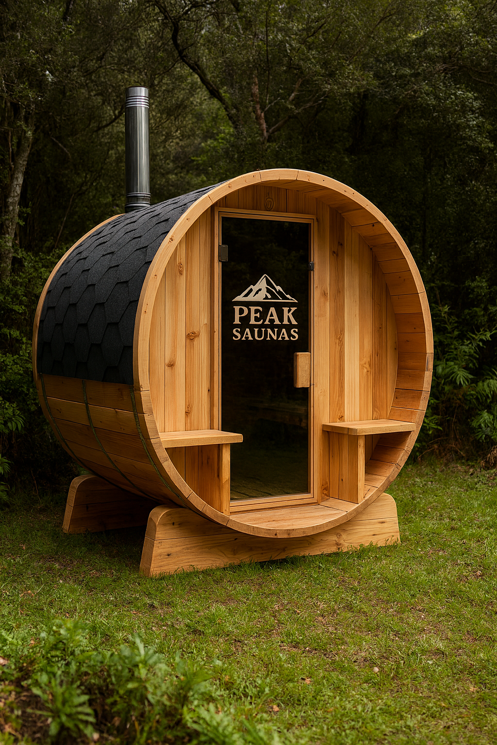 Nugget Barrel Sauna - Natural Wood Stove