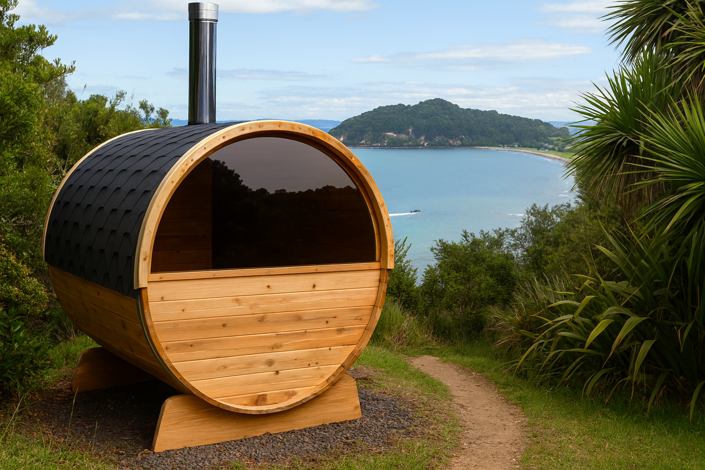 Nugget Barrel Sauna - Natural Wood Stove