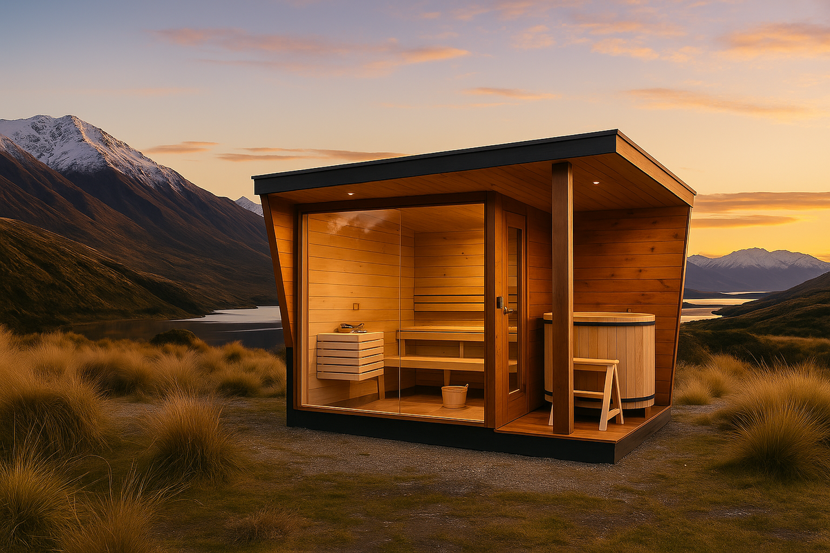 Black Sauna and ice bath combo - The Karapiro – Peak Saunas - New Zealand
